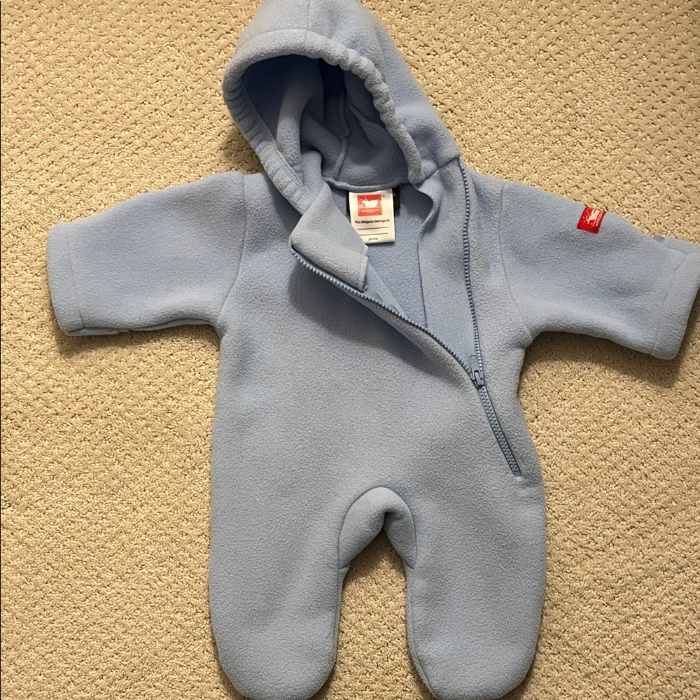 Cozy Hooded Baby Fleece One-Piece - Light Blue